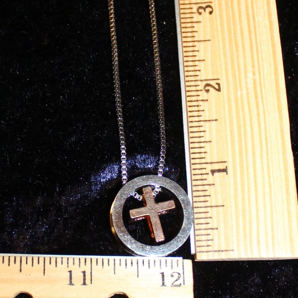 Floating Rhinestone Cross Necklace - Picture 3 of 3
